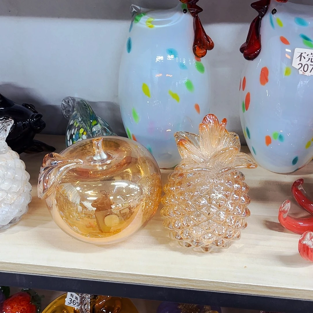 苹果和菠萝 家悦琉璃花器摆件 不完美