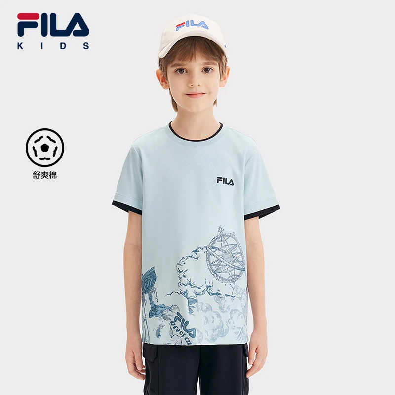 【斐乐儿童】2025年春季中大童运动休闲透气短袖T恤K12B512101