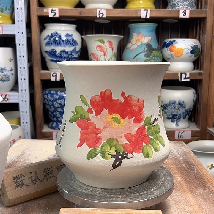 陶小蛮腰红牡丹陶瓷