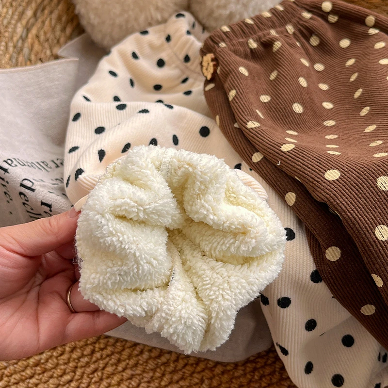 秋冬加绒加厚儿童韩版简约灯芯绒保暖长裤女童冬季束口百搭休闲裤