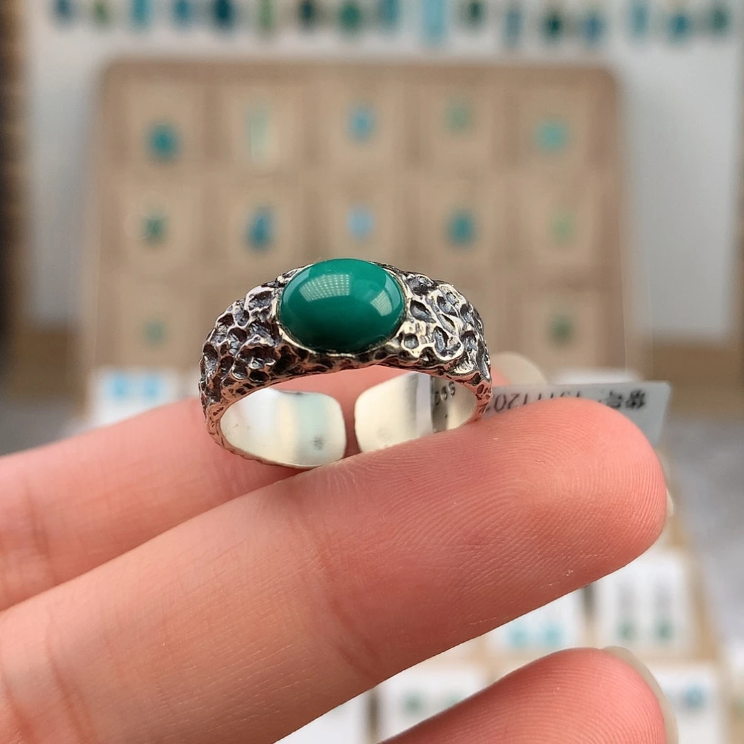 绿松石银S925镶嵌戒指