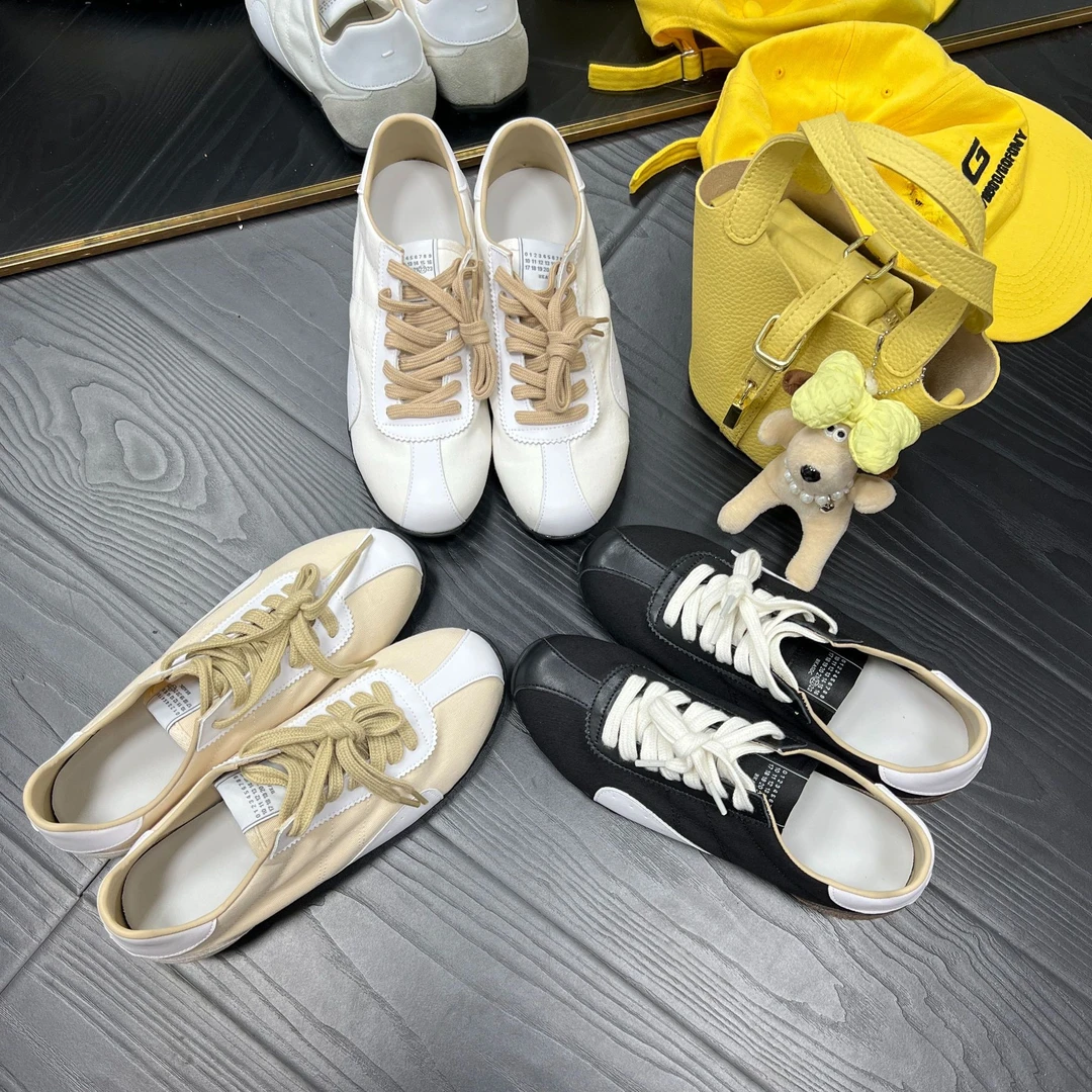 真皮~复古拼色德训鞋女款2025新款百搭软底运动透气鞋小白鞋板鞋