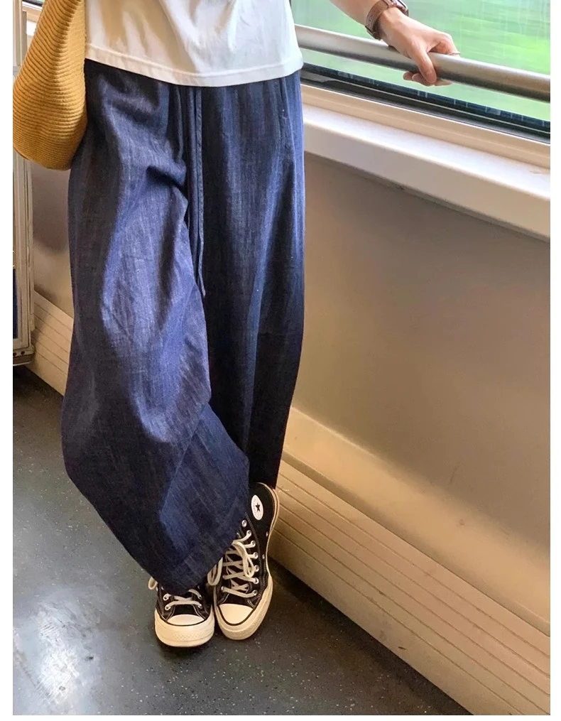 新款显瘦宽松日系九分棉麻奶奶裤慵懒风阔腿裤女