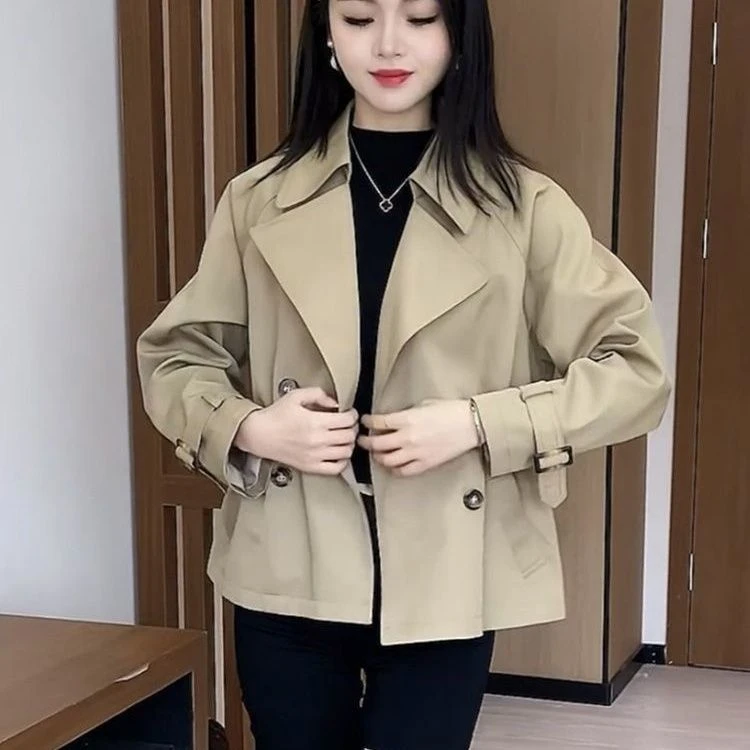 时尚休闲收腰百搭显瘦短外套女2025春季新款气质洋气宽松短款风衣
