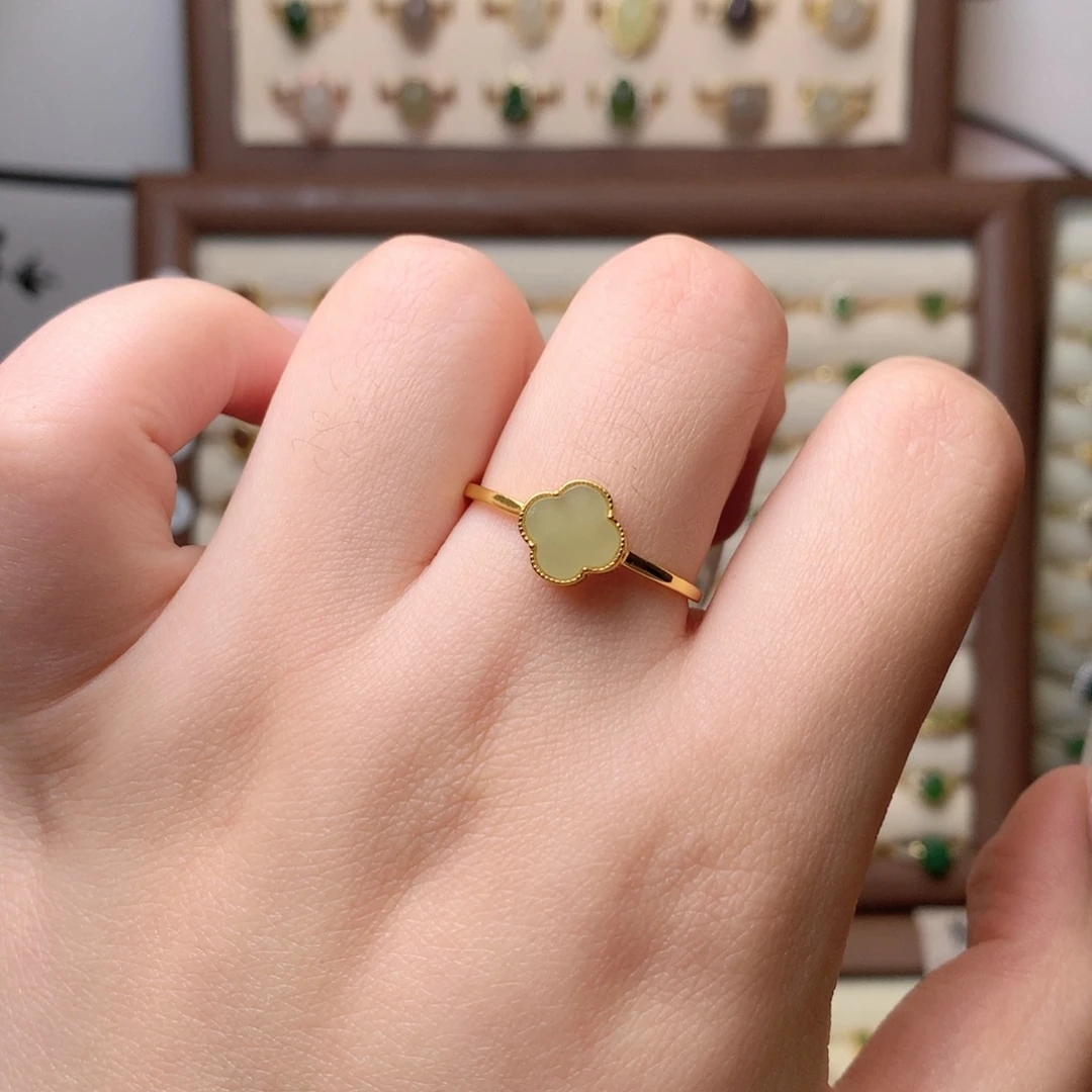 和田玉银S925镶嵌戒指