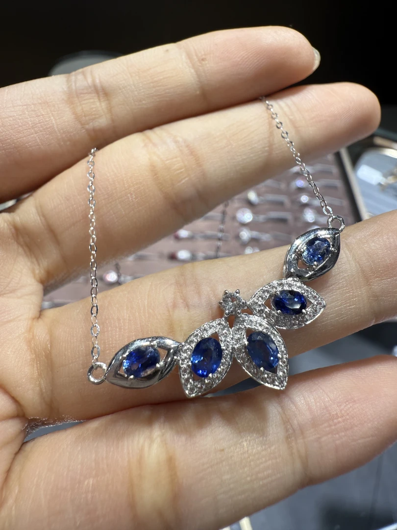 18K金福利价！重金豪华晚装链蓝宝石约1.65ct