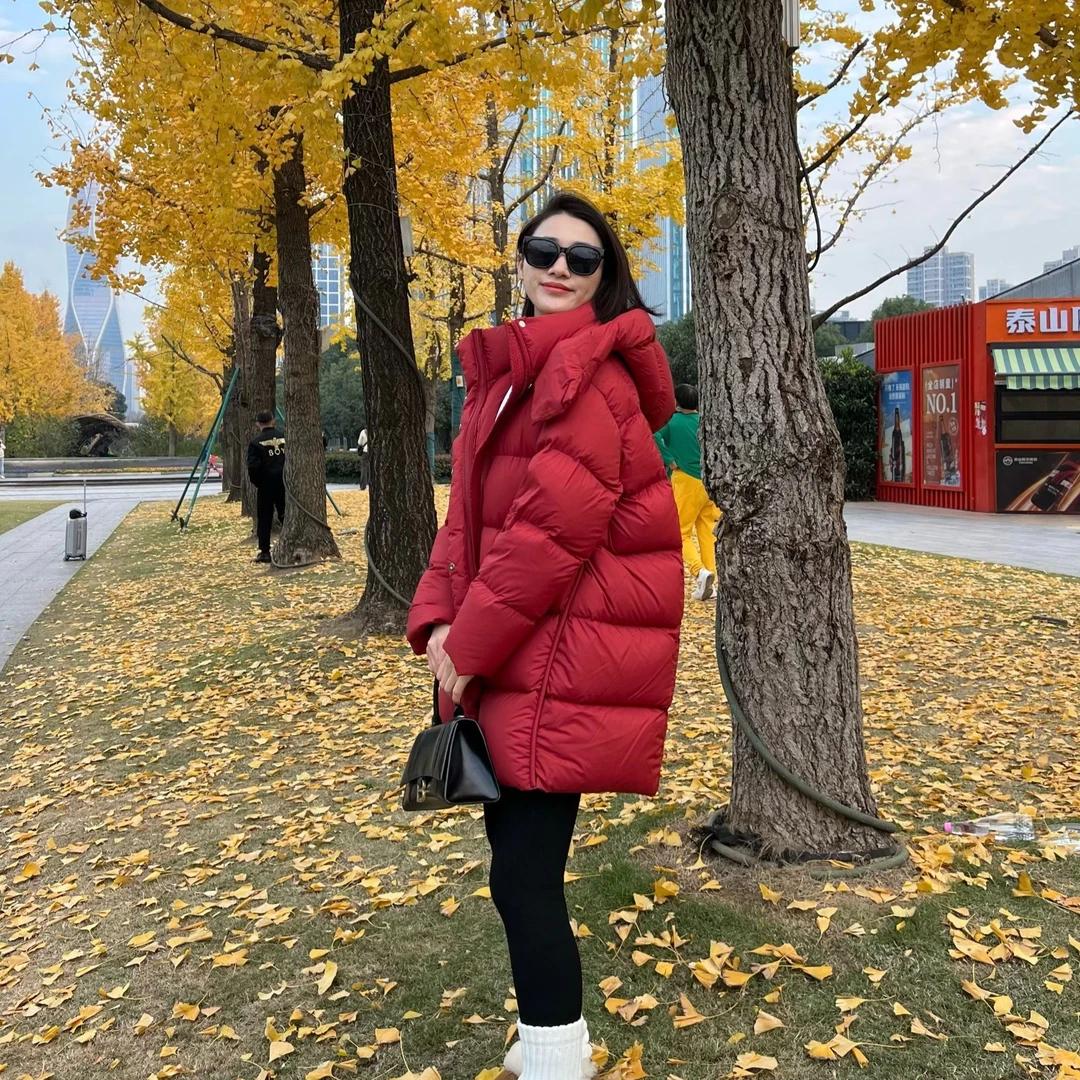 女款【通体鹅绒】8007零下30°极寒泡芙95白鹅绒百搭连帽中长款鹅绒