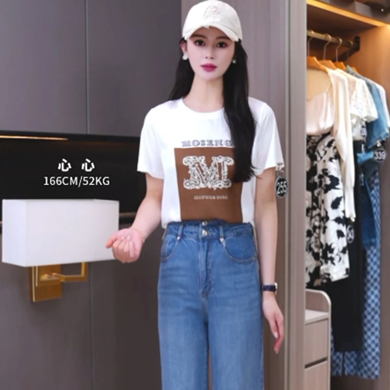 35268【依目系列】印花白色T恤3I213617D