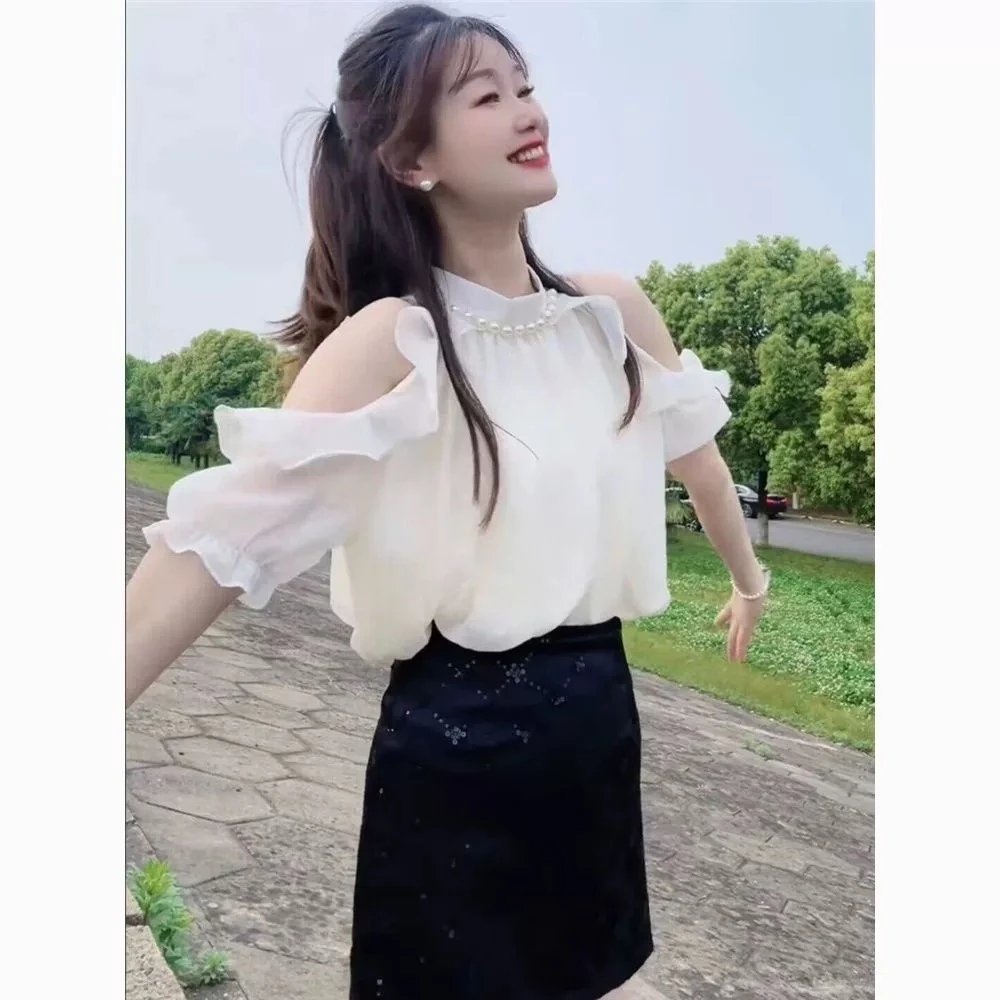 【三台恒宣】C83711蕾丝显瘦气质时尚夏季荷叶边衬衫