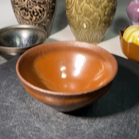 碗王*塘建窑柿红釉小碗