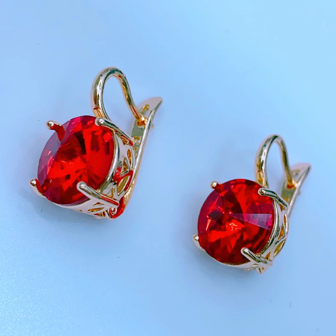 合金玻璃耳饰 تاۋۇز قىزىلى رەڭ ھالقىمىز 玫瑰金色耳环 西瓜红