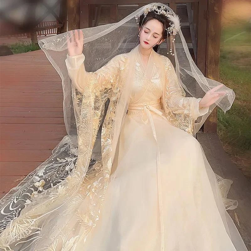 2025年新款星灵古韵白色汉服女古装夏款改良版连衣裙超仙气中国风