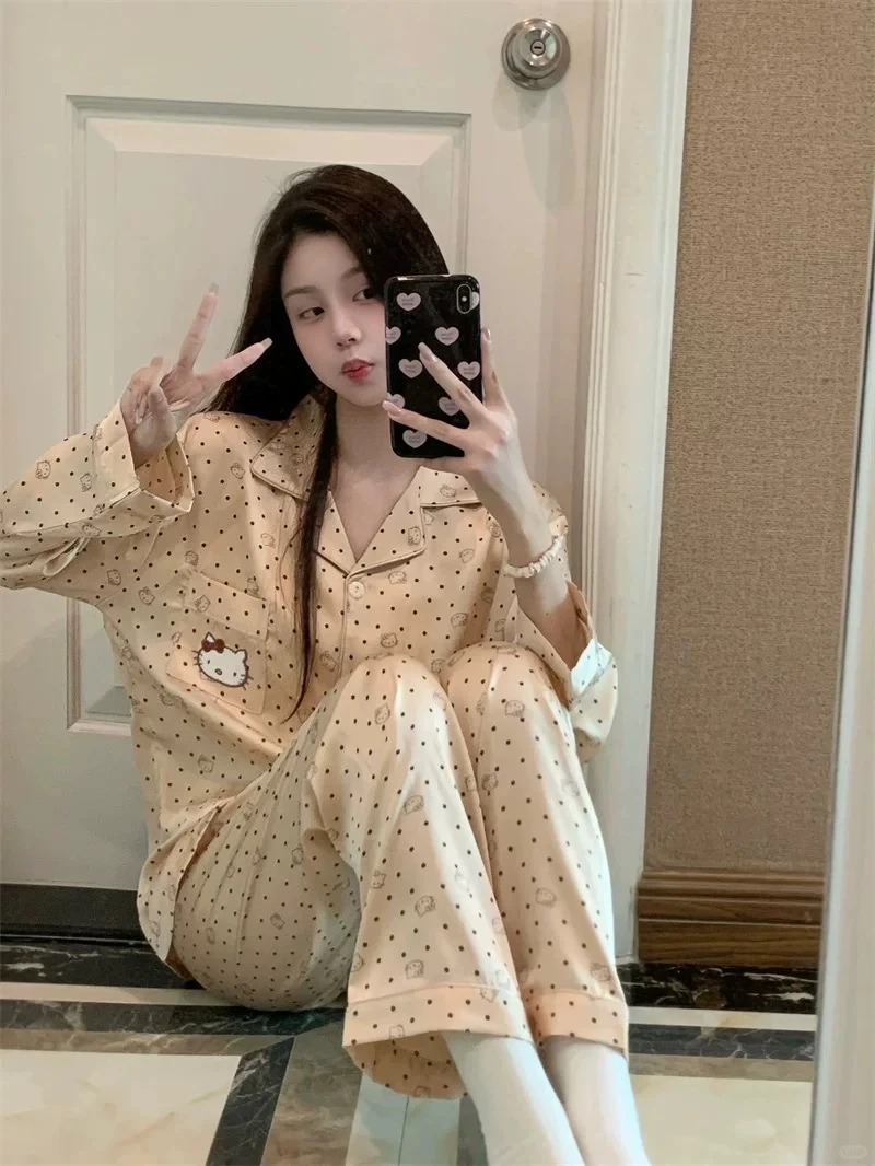 甜美少女睡衣女新款波点可爱ins风家居服套装2025新款舒适