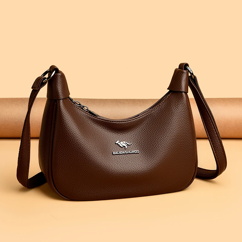 袋鼠蔓蔓雅源新款饺子包通勤包百搭气质斜挎包妈妈复古简约单肩包