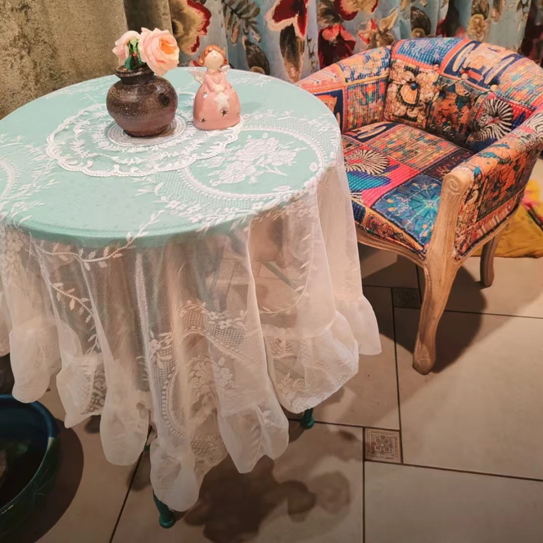 内径60*60加边85*85法式复古浪漫蕾丝圆桌方桌盖布