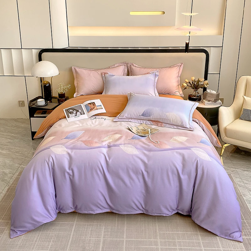 【新款】简约100%全棉加厚斜纹印花四件套纯棉床单被套床上用品