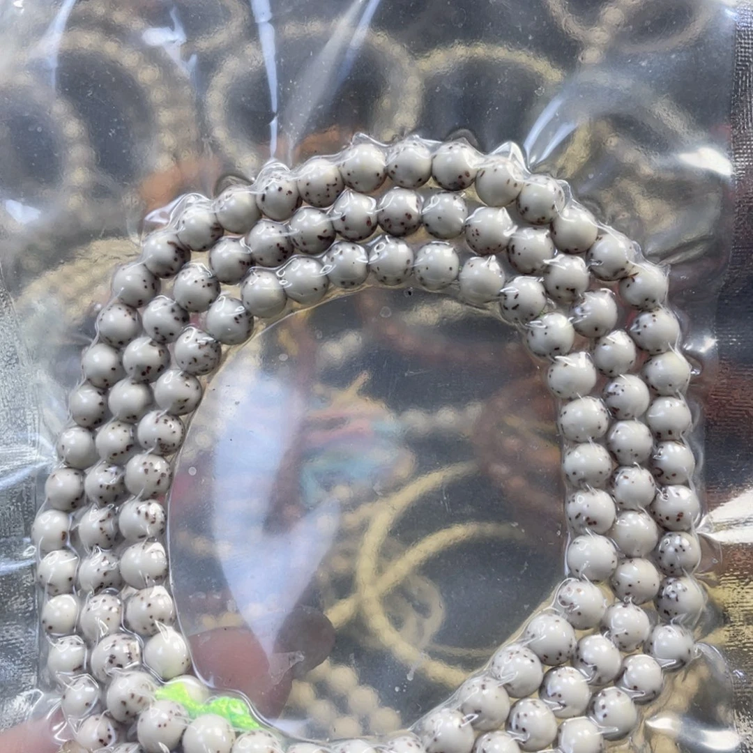 星月菩提吊坠原生态骨瓷白半臂留白圆珠尺寸6