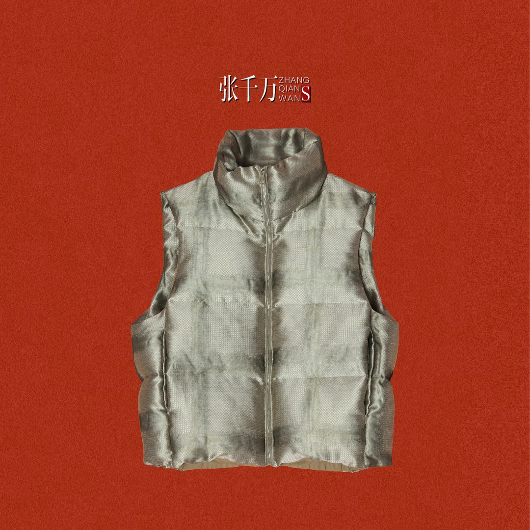 【张千万】原创国潮金蚕丝织锦鹅绒马甲HS98613