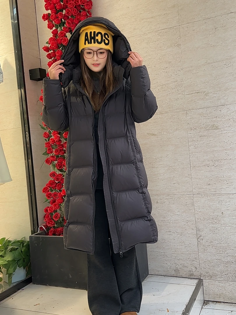 香港一诺[8758发如雪]长款羽绒服女款90%白鸭绒三年质保出绒换新