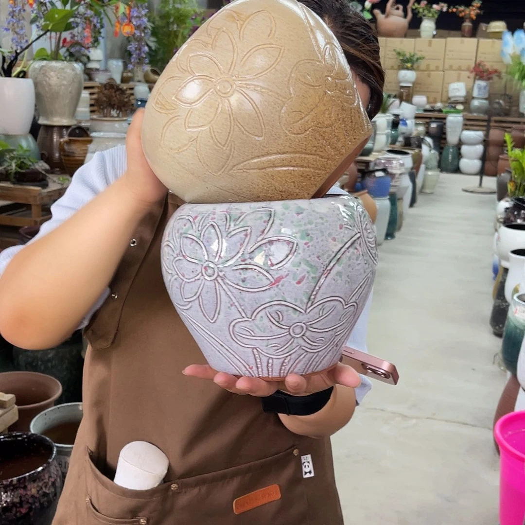 紫砂花盆高度18口径16厘米