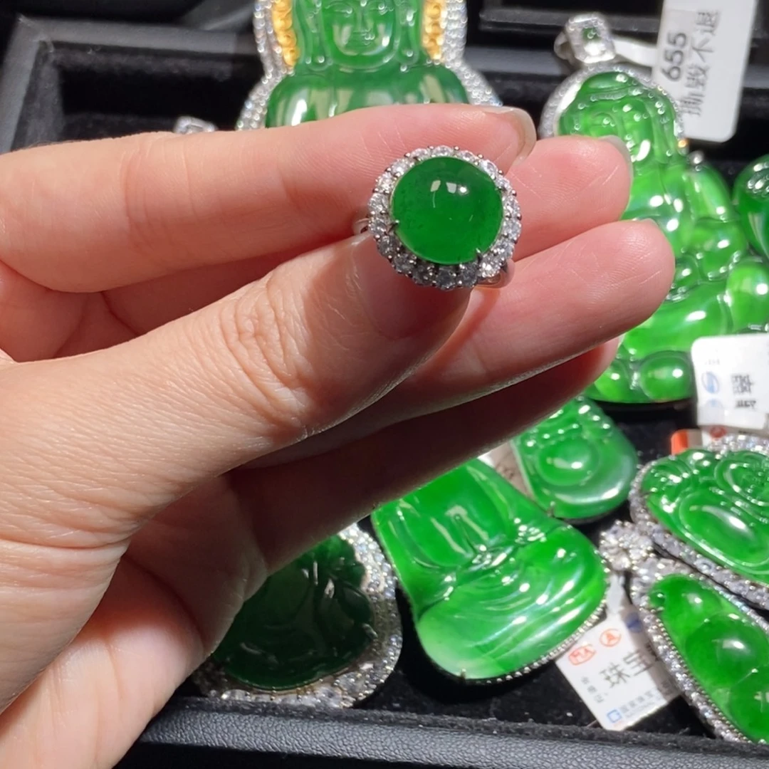 翡翠银S925镶嵌吊坠(不含链)