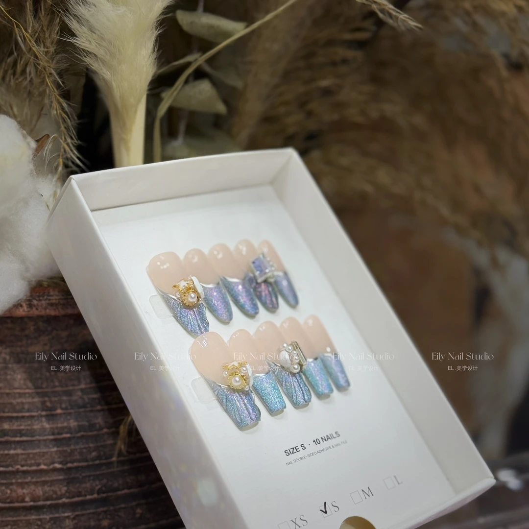 【海洋之心】EilyNail设计师轻奢高定穿戴甲紫色海洋美甲
