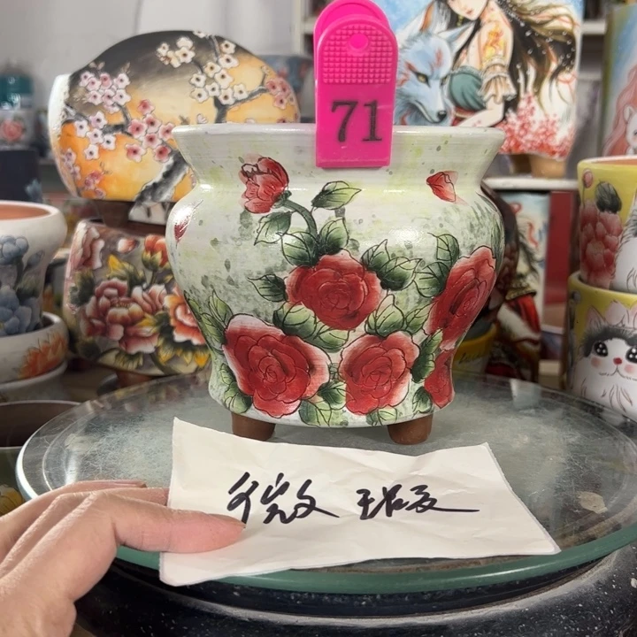 满38包邮景德镇手绘花盆