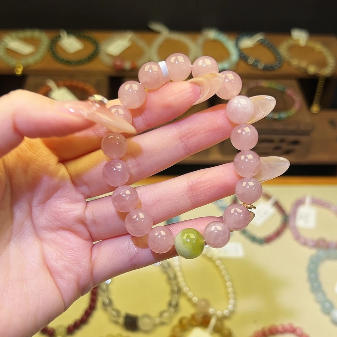 水晶银S925镶嵌手链粉1001