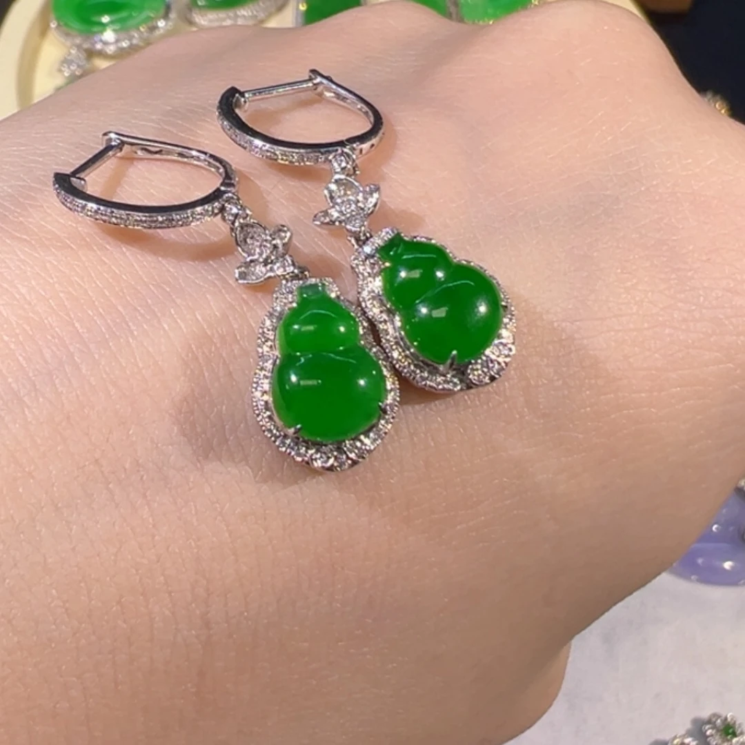 【闪购商品】翡翠颈饰18K金镶嵌缅甸翡翠耳饰