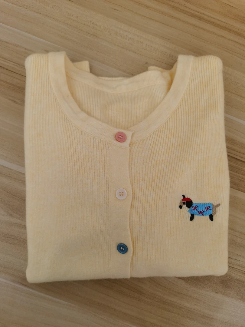 腊肠狗刺绣学院风宽松型毛针织衫衫长袖春季时尚