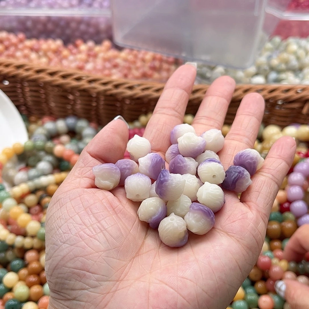 白玉菩提吊坠c/12mm/22颗紫色