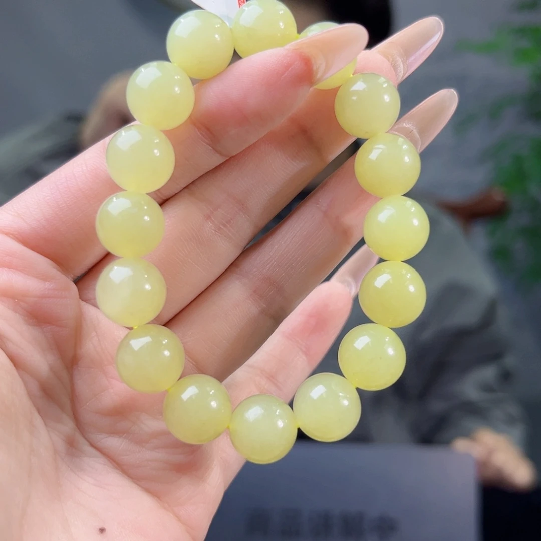 和田玉未镶嵌手链纯天然和田玉新疆若羌鸡油黄卡12