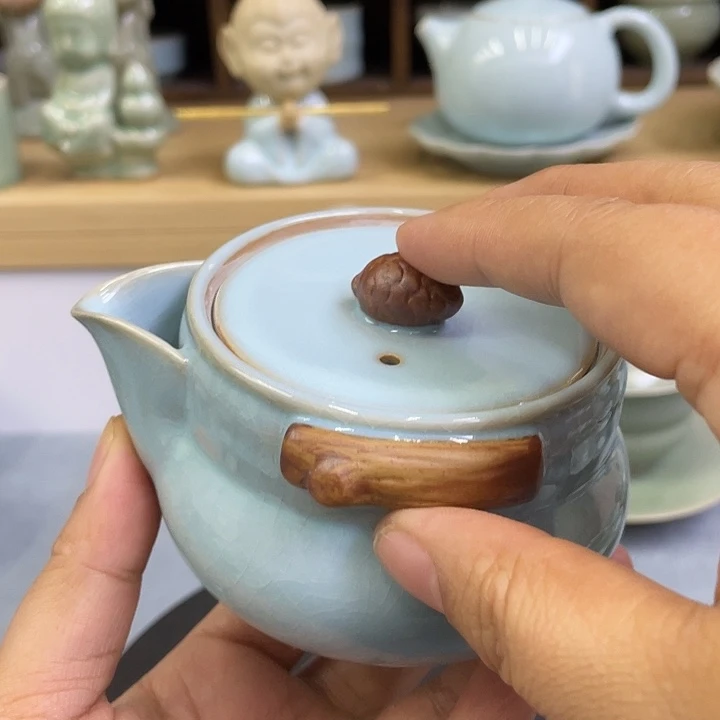 杯子陶瓷微瑕天青手抓壶