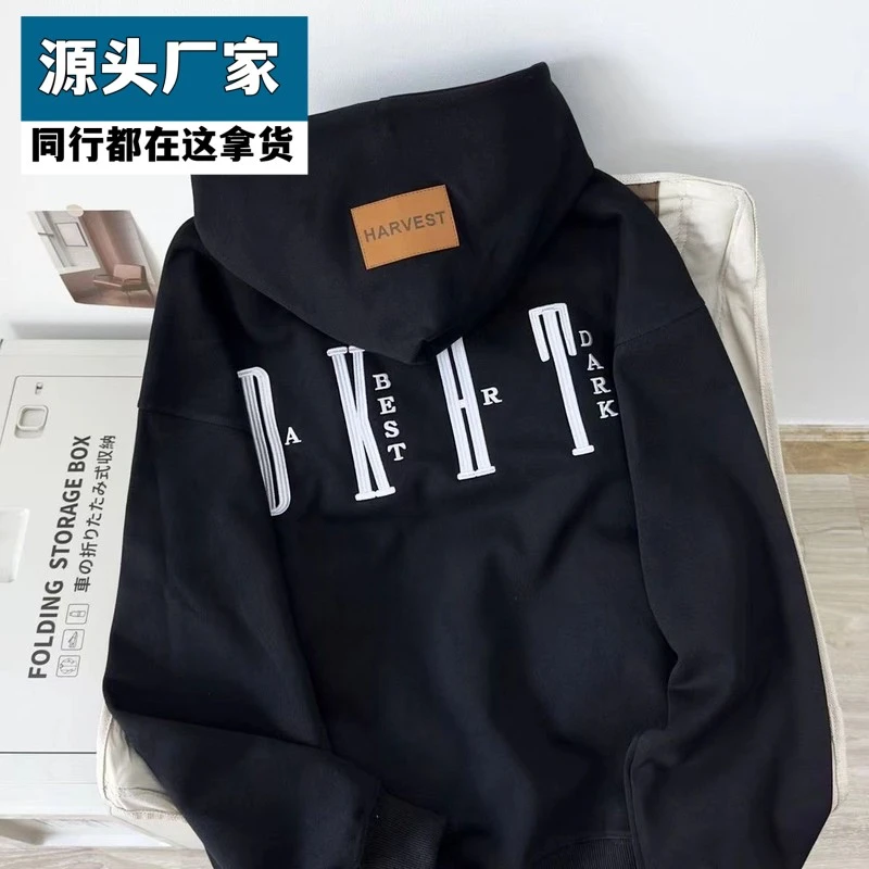 梵乐芬秋冬字母印花小众设计美式复古高街宽松情侣长袖连帽卫衣男