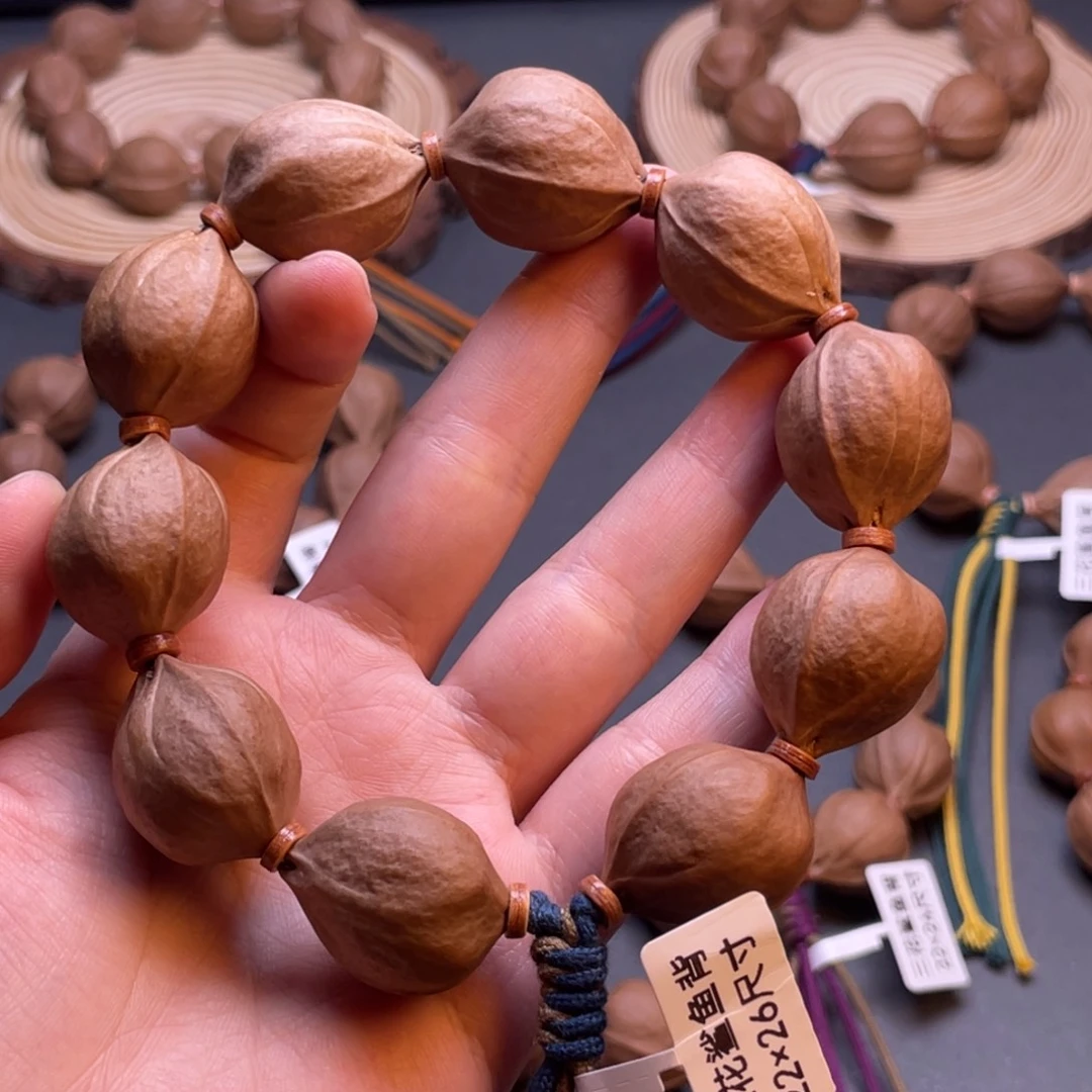 福***气手串橄榄核梅林铁核三花鲨鱼背原皮素串22×26尺寸