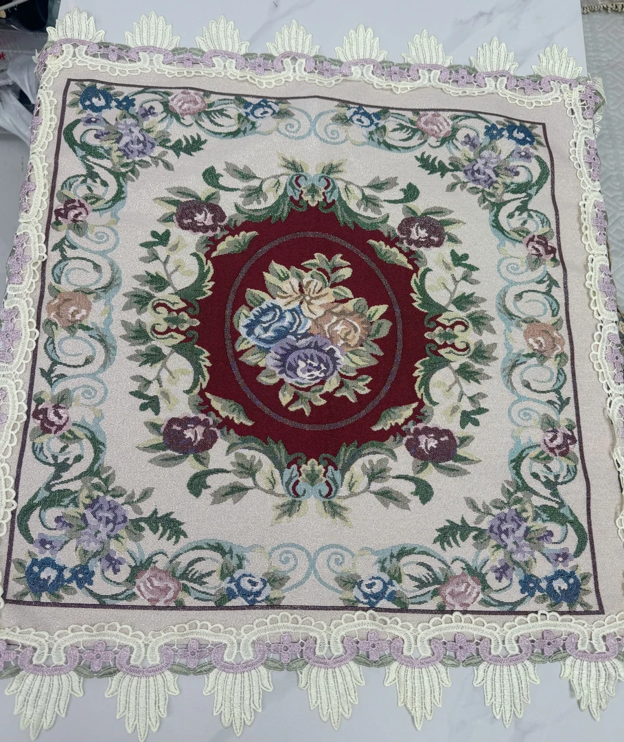 内径60*60（含花边70*70）天丝亚麻贡缎雕花万能盖巾