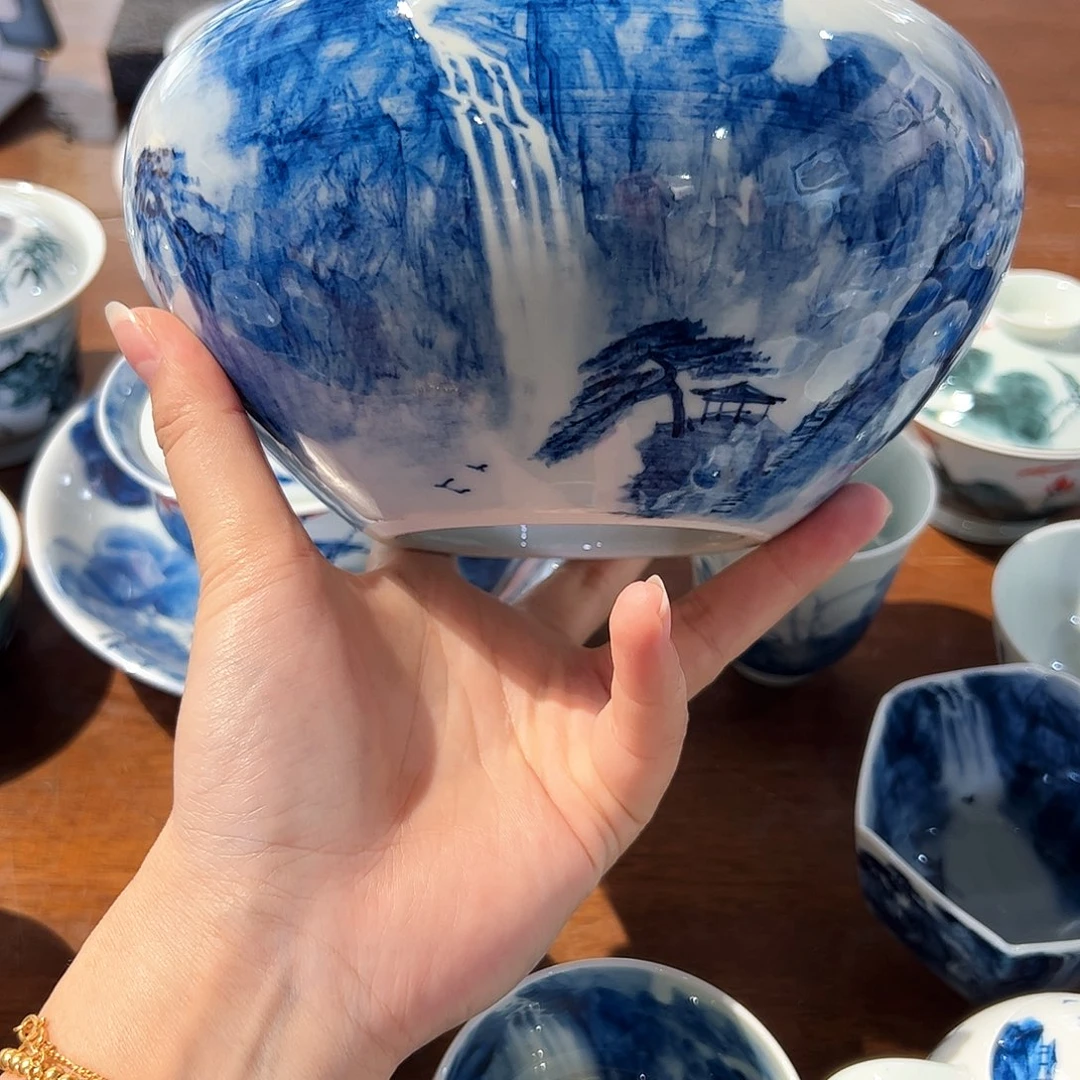 梧***雨青花手绘山水水洗