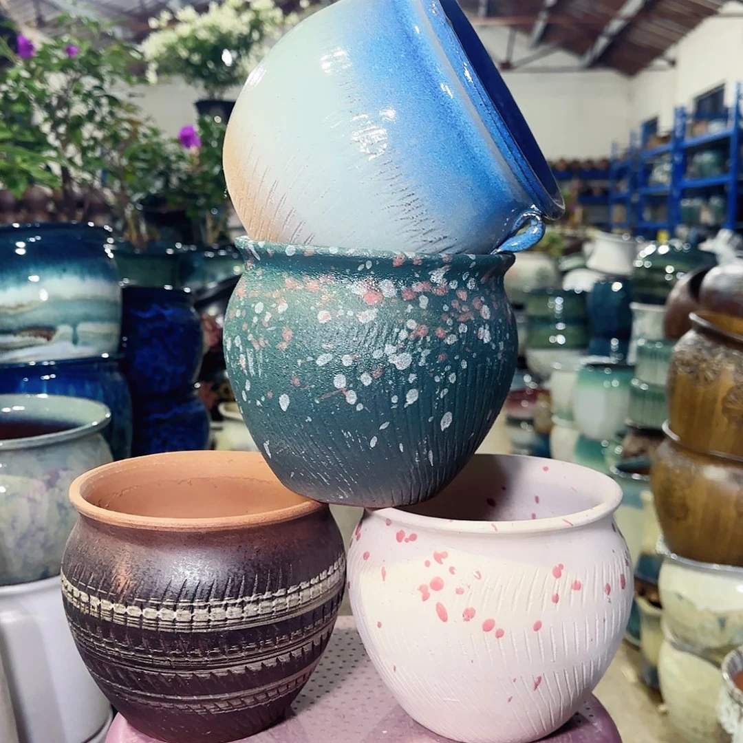 紫砂花盆高14口14