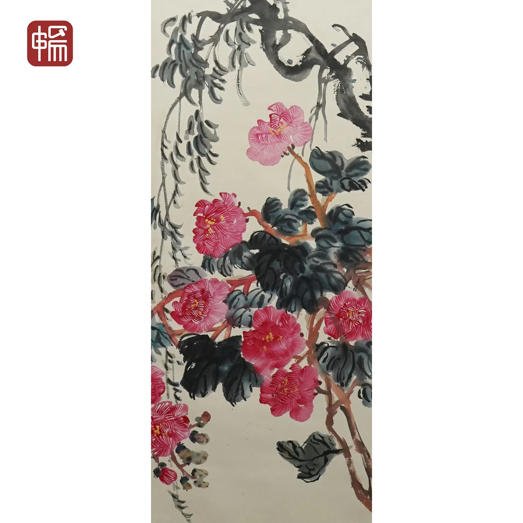 B065 《 芙蓉生在秋江上》48*93(4.01平尺) 纸本立轴  FL