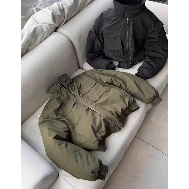 新款轻骑兵bomber短款夹克棉服男秋冬季立领廓形工装棉衣加厚外套