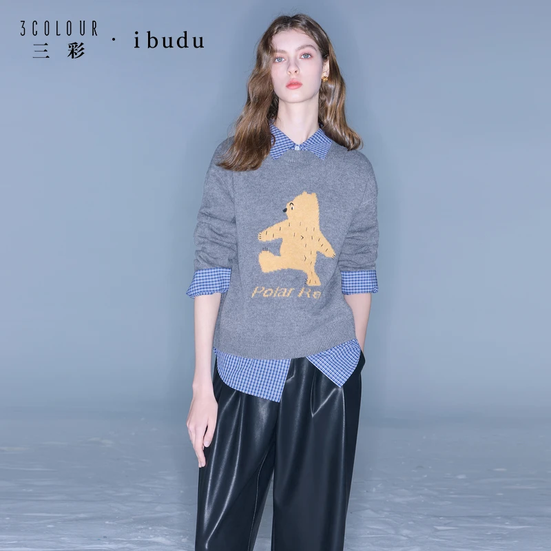 【艾美专属】3158三彩ibudu2025冬季新款提花针织衫圆领毛衫dbx