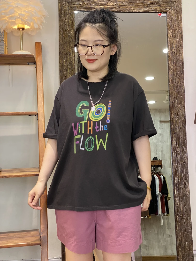 T恤-10712大码女装夏季棉质胖MM宽松文艺破洞休闲轻薄透气百搭