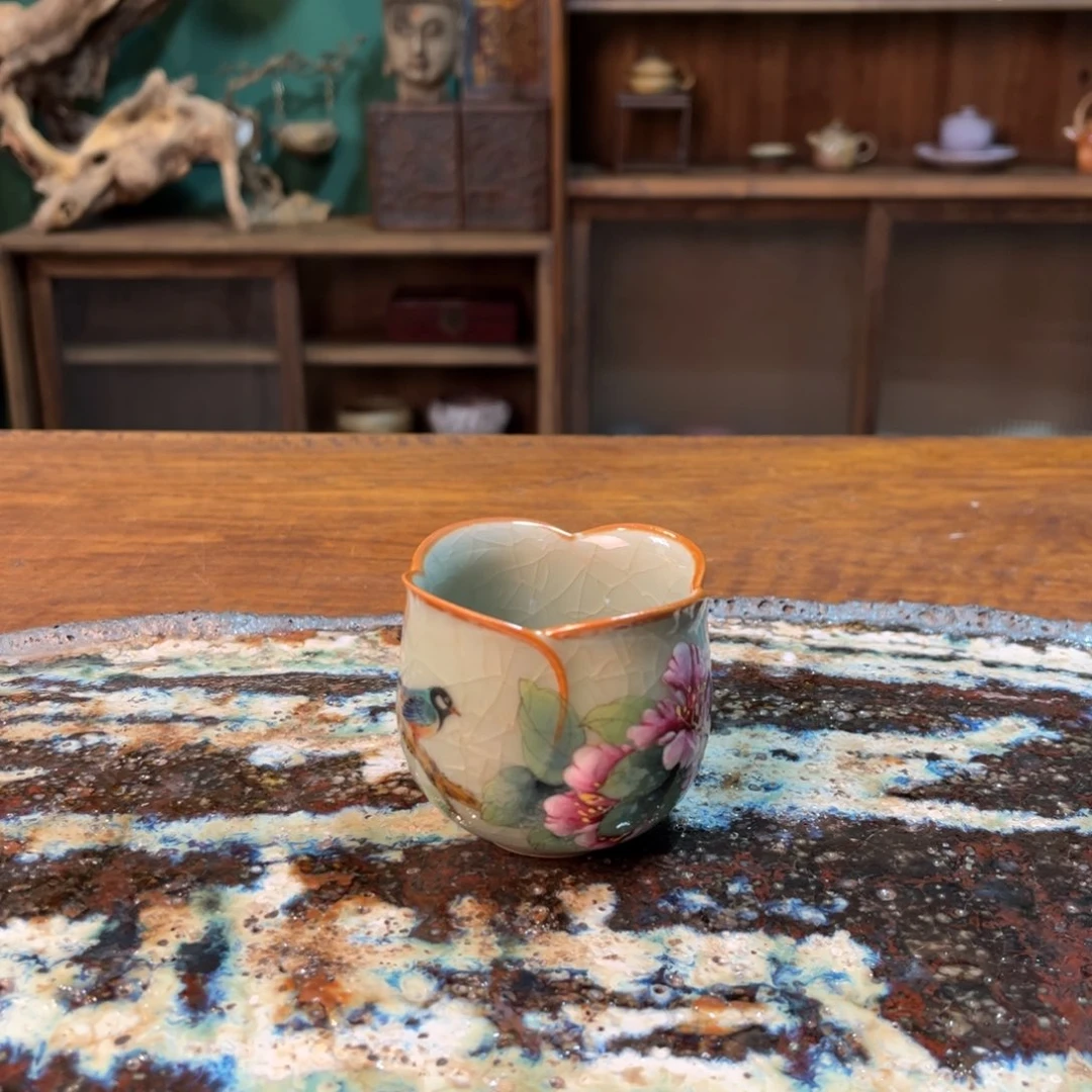 杯柴烧手工手绘陶瓷