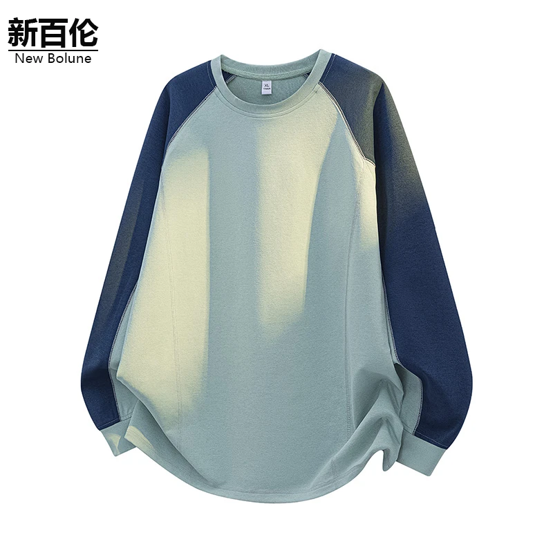 新百伦/NEW BOLUNE美式圆领T恤男2025秋季新款复古长袖打底衫卫衣