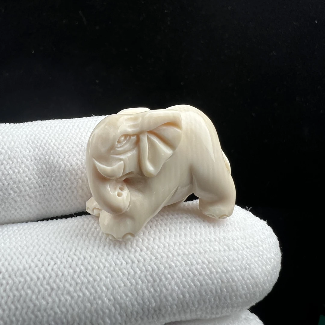 H4519天然猛犸牙小象12.6*27mm支持鉴定 假一罚四