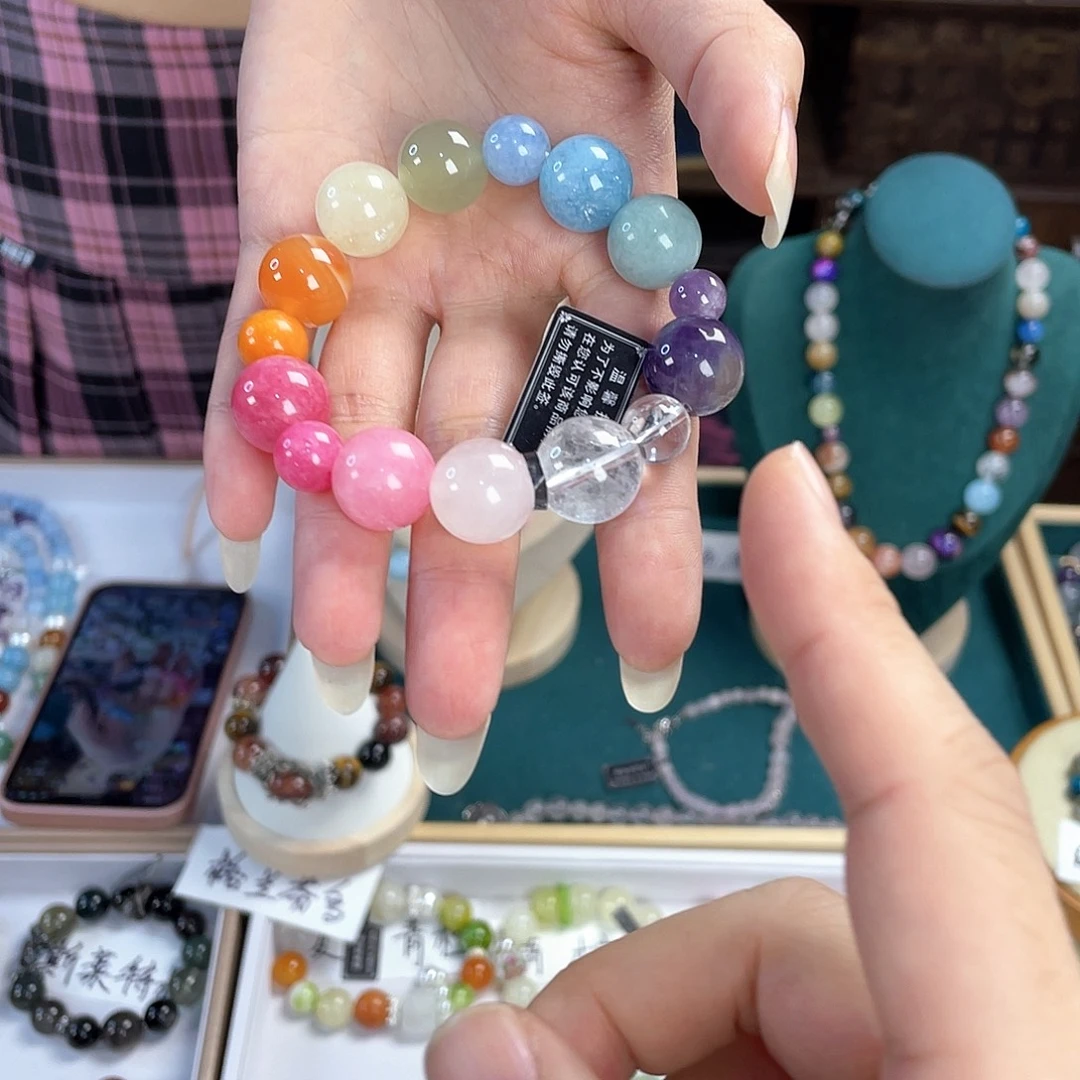 水晶手链银S925镀金镶嵌