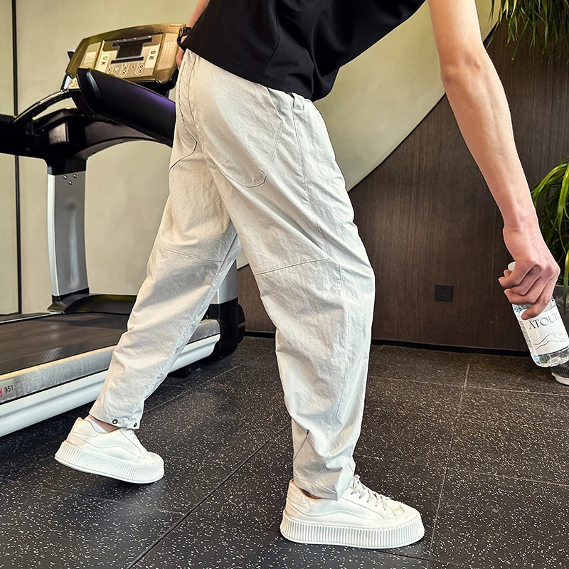 网红弯刀裤男士夏季薄款高级感痞帅宽松休闲春秋装潮牌运动长裤子