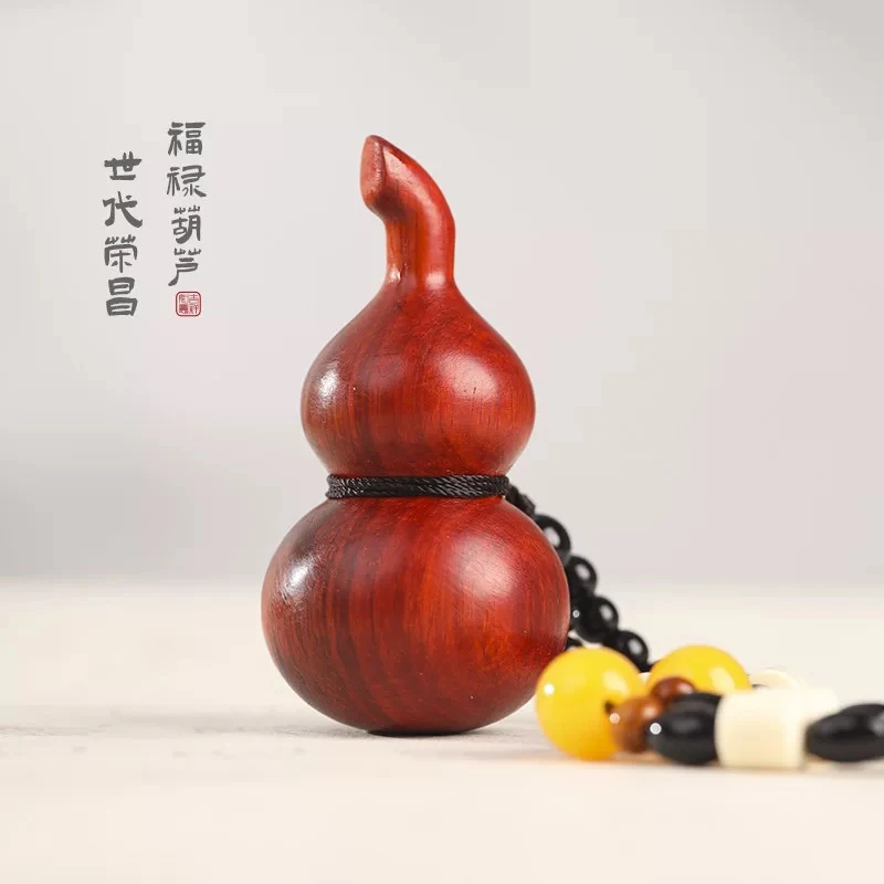 紫檀木雕木制手把件 实木原木 手把件葫芦