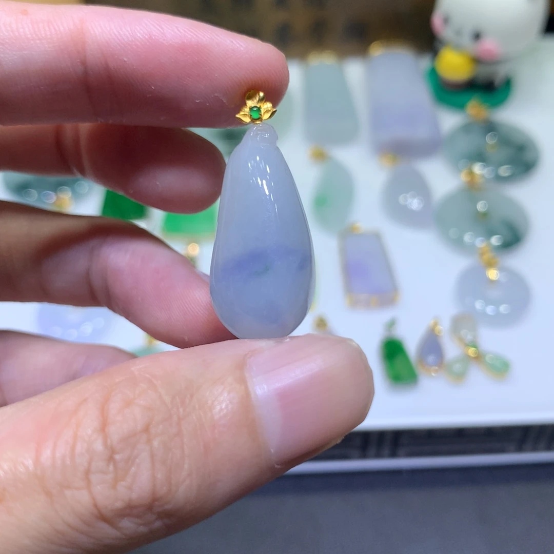 翡翠18K金镶嵌吊坠(不含链)