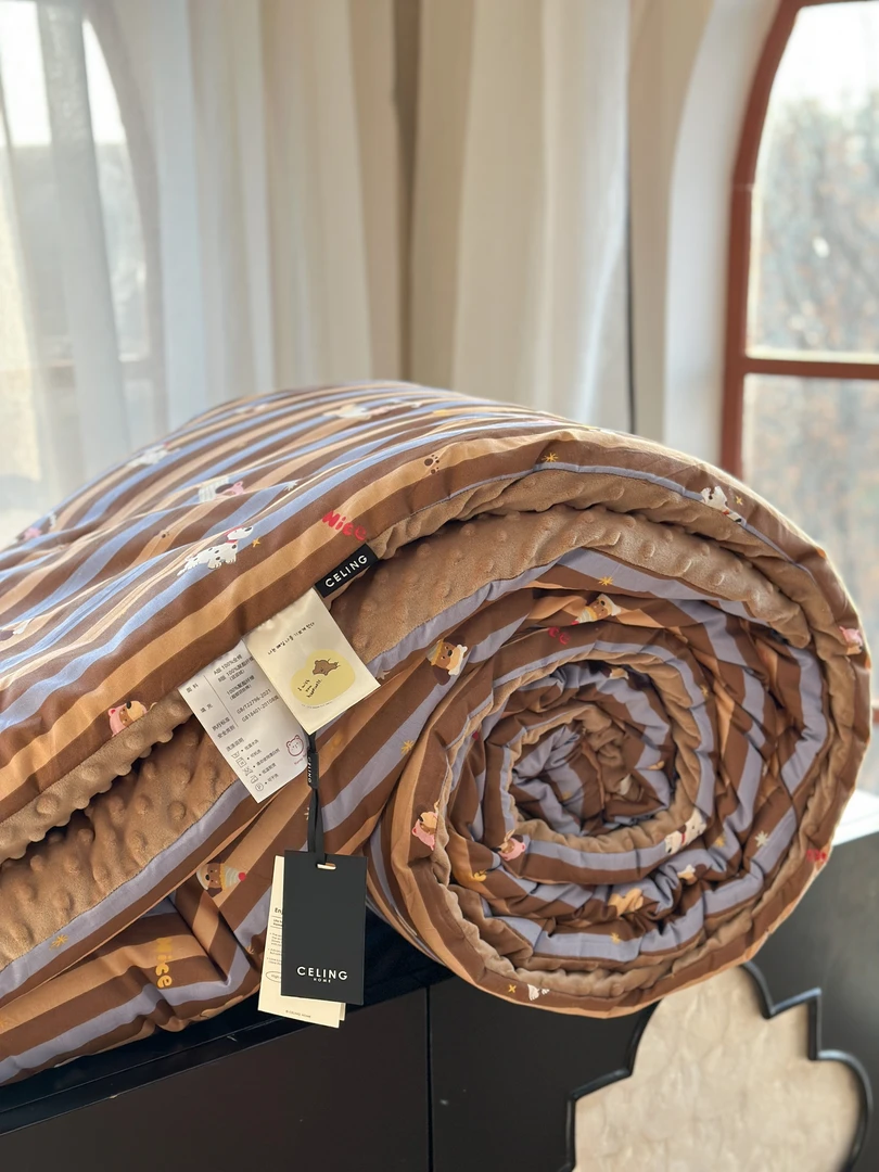 【L·W梨窝】2025新款 小清新 春夏全棉豆豆被 懒人一体被 可机洗